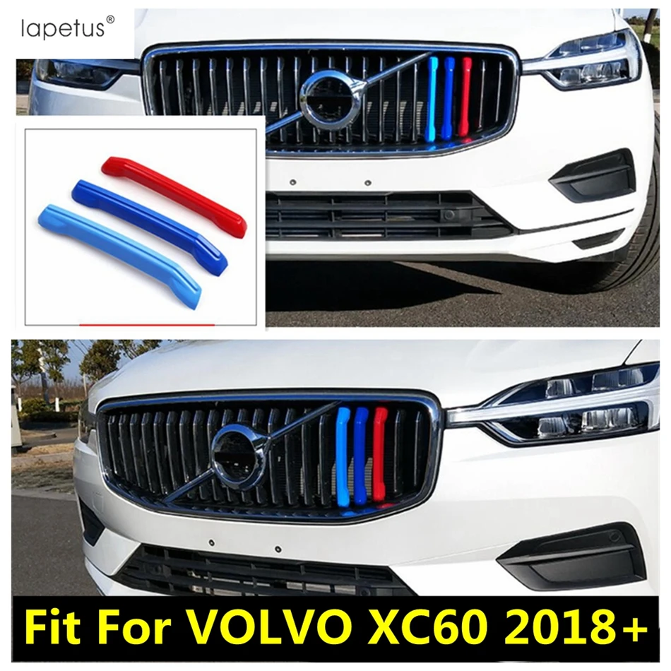 

Lapetus Accessories Fit For VOLVO XC60 2018 - 2021 Colorful Front Head Grille Grill Decor Strip Molding Cover Kit Trim 3 Pcs