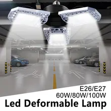 

E27 60W 80W 100W LED Garage Light Deformable LED Bulb Waterproof LED High Bay Light Bulb 220V UFO Lamp 110V Workshop Lighting