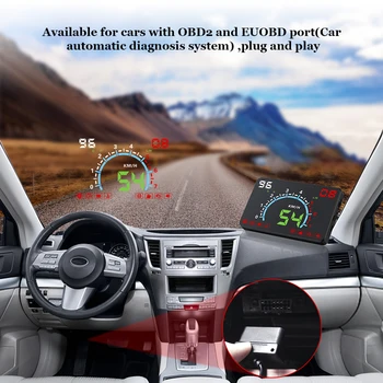 

Play Overspeed Alarm Fuel Consumption Display Hud Projector E350 OBD2 HUD Car Display 5.8 Inch Screen Easy Plug