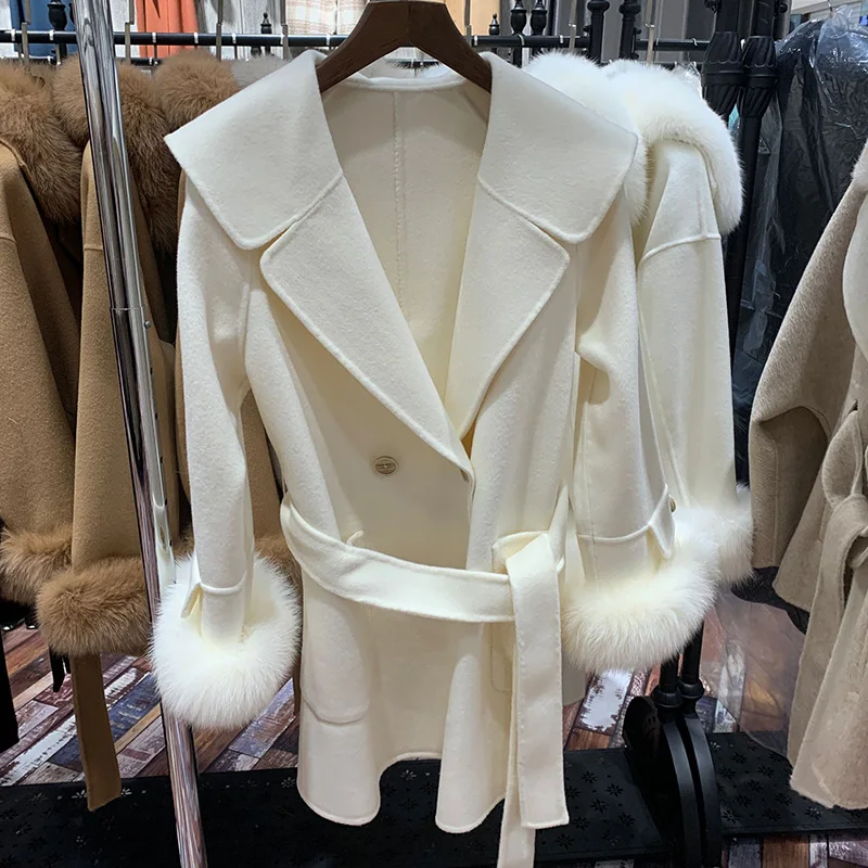 Lady Fashion Wool Coats Autumn Winter Fur Coat Women 2021 New Trench