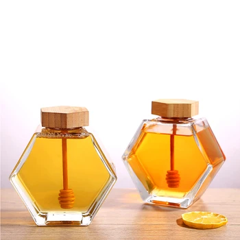 

220ml Sealing Glass Honey Pot Environmental Friendly Clear Jam Jar with Dipper for Home Kitchen Use