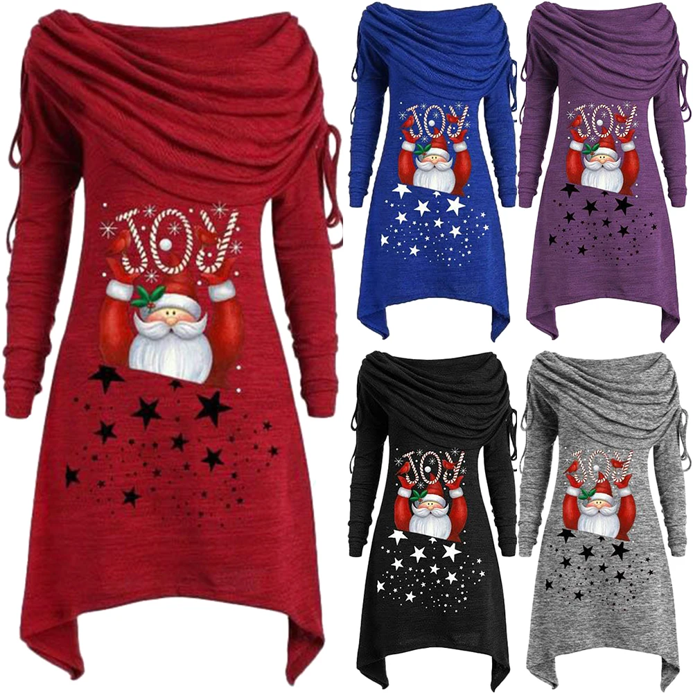 OEAK/платье Санта-Клауса с длинным рукавом, платье с принтом снежинки, Женский Топ, кошмар, женское рождественское платье, одежда