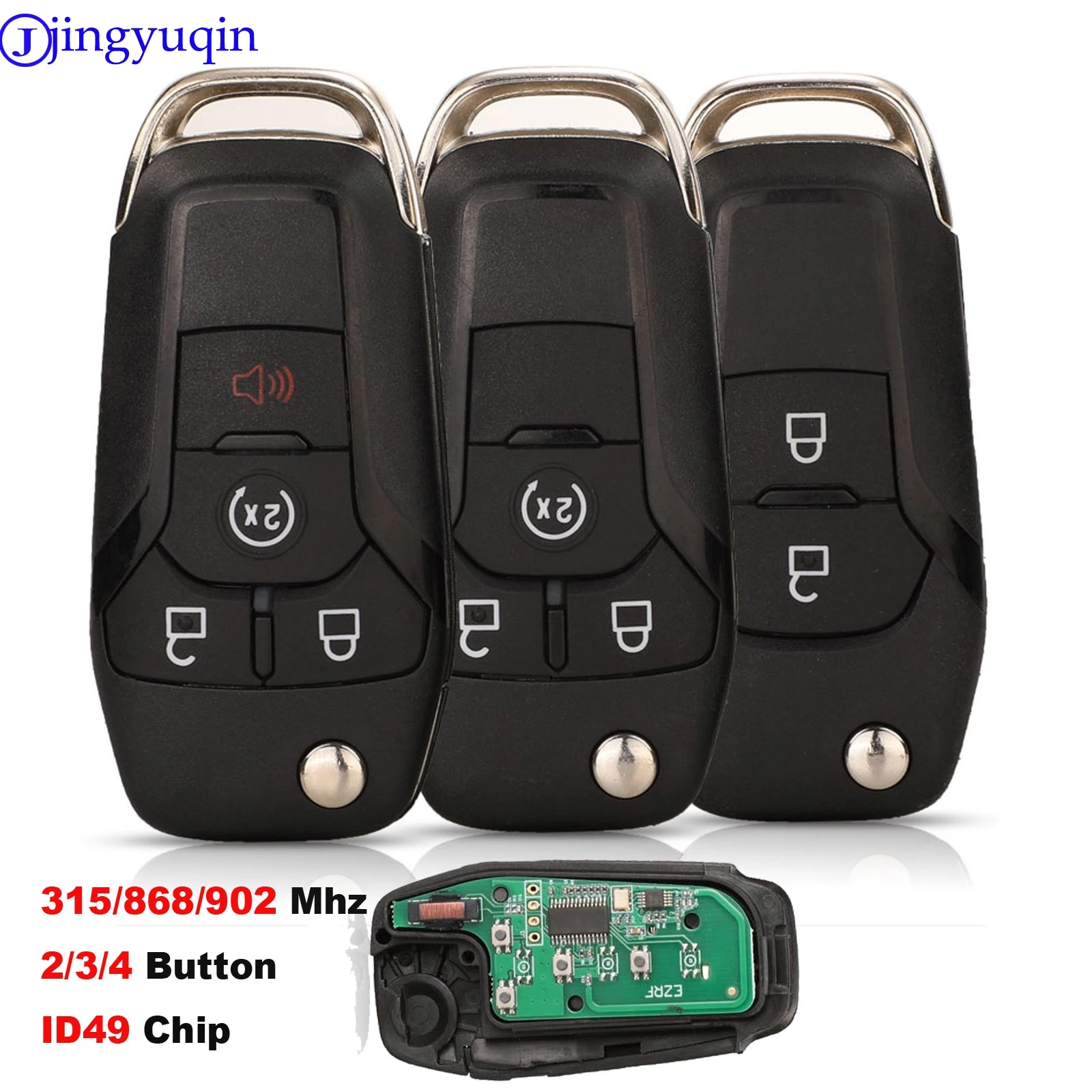 jingyuqin 2/3/4 buttons Remote Key Folding Control With Keyless ID49 Chip for Ford Fusion 2013-2015 HU101 315/868/902 Mhz | Автомобили и