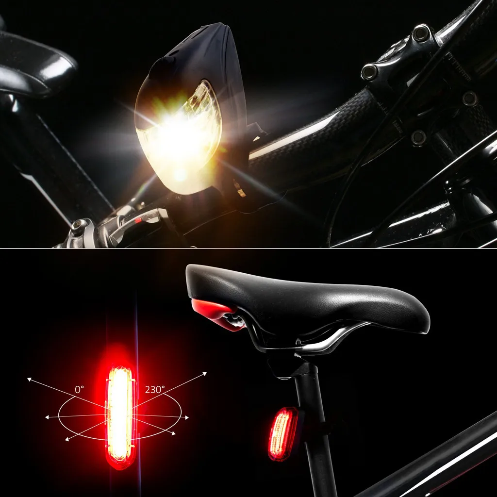 Discount LED Bicycle rear Front Light Set Waterproof Lamp USB Rechargeable Bike Bright Lights Cycling Bike accessories Luz de bicicleta 2