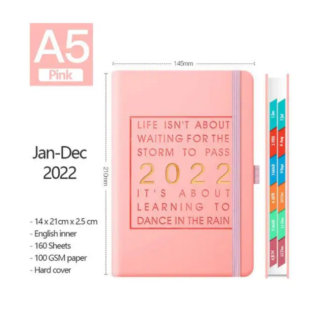 A5 2022 Planner English Version Agenda Notebook Journal Notepads Diary Agenda Planner For Students School Office Supplies 6