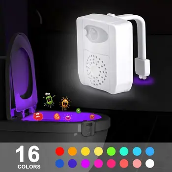 

16-Color UV Sterilizer Toilet Night Light Smart PIR Motion Sensor LED RGB Waterproof Backlight WC Toilet Bowl Seat Light for Kid