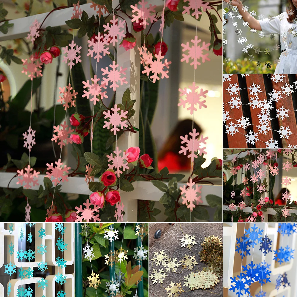 4M Snowflake Flag String Winter Christmas Party Home Decoration Optional Color New Arrivals