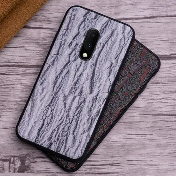 

Genuine leather Phone Case For Oneplus 7 7T Pro 6t 6 Case Cowhide Tree bark Texture Cover For oneplus 3t 3 5t 5 7PRO Case