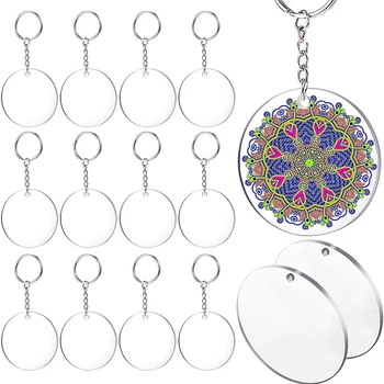 

Acrylic Key Chain Blank, Diameter 30 Pieces 5.08 Cm Round Acrylic Transparent Disc, 30 Metal Separation Key Chain Ring