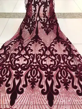 

nice design ZH-9895 french tulle african net lace fabric high quality with velvet