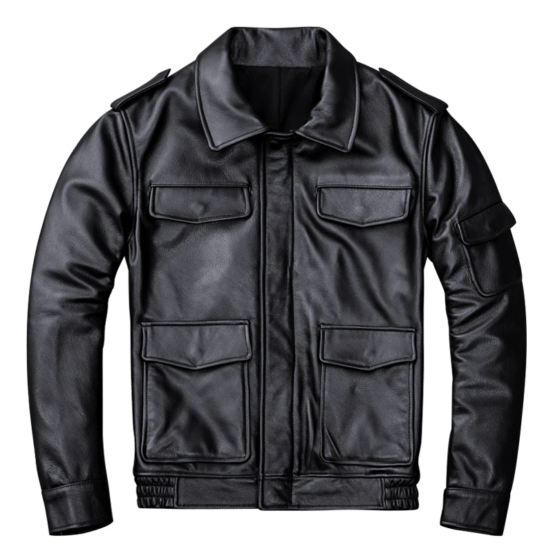 

Free shipping,99.99!2020 sales casual leather jacket.Middle-aged man genuine leather coat.winter quality cowhide jackets.