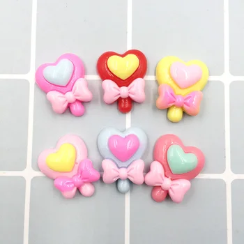 

200Pcs/Lot Resin Kawaii Bow Lollipop Decoration Crafts Flatback Cabochon Scrapbooking Fit Phone Embellishments Diy Accessories