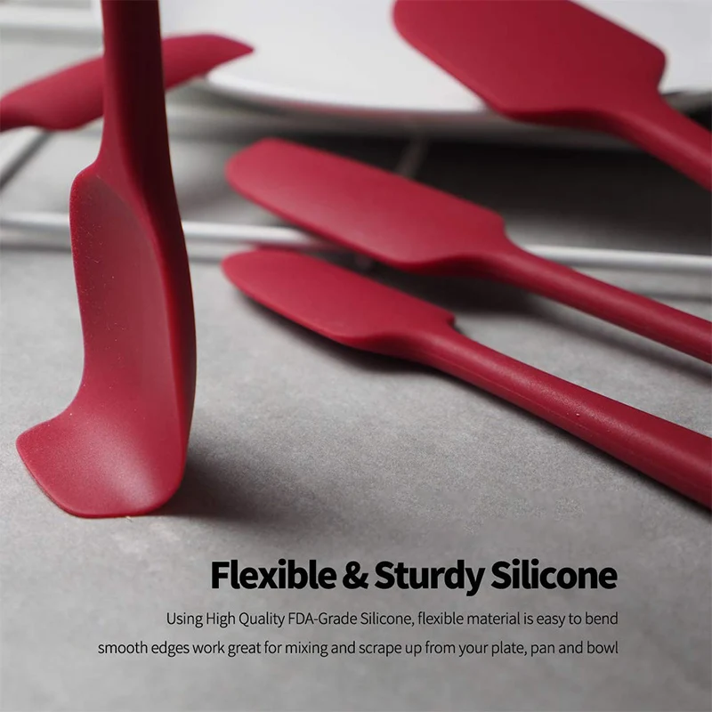 Silicone spatula silicone scraper kitchen spatula silicone cookware Leeseph high heat-resistant premium silicone spatula set seamless design non-stick with stainless steel core cooking/baking