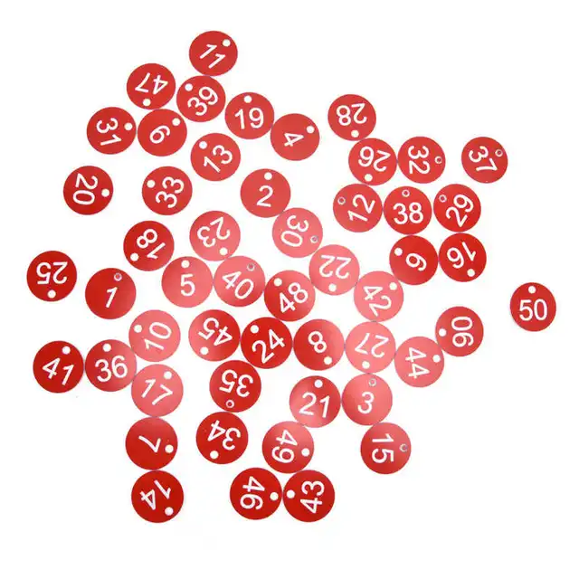 50 db Beehive Tags Abs Kerek Számozott Jelcímkék Lyukállat -Tartozékok Red Bee Párzási Doboz