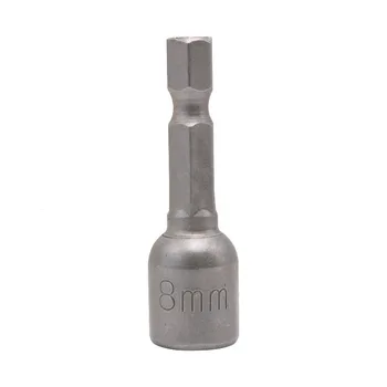 

10in1 Magnetic Nut Driver Setter 8mm 5/16 Socket Adapter Hex Drill Bit Silver A