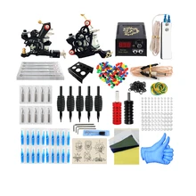 Набор профессиональных татуировочных машин, лайнер-шейдерная татуировка, 2 комплекта, набор комплектов, блок питания, иглы, набор наконечников
