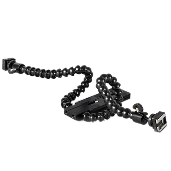 

FFYY-New Flexible Dual Arm Hot Shoe Flash Bracket Mount Holder for Canon Nikon Pentax Macro Shot Camera Accessories