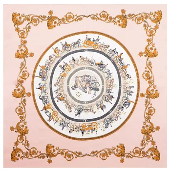

2020 60x60 Royal carriage Multipurpose women Silk twill scarf Satin square tie Hairband ladies foulard femme towel bufanda shawl