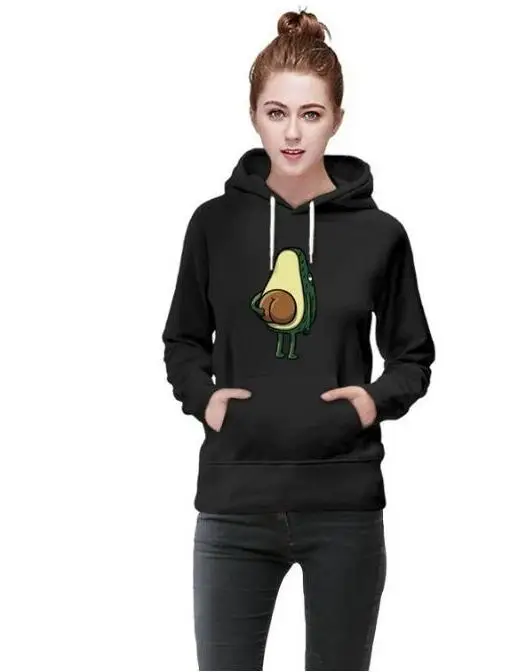 Women hoodies sweatshirt avocado printing black hoody Women Long Sleeve hoody ladies oversize  Pullover Leisure loose Tops 5XL