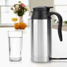 Электрический чайник из нержавеющей стали 12 В/24 В, 750 мл, дорожная кофейная чайная кружка с электронагревом, горячая вода для автомобилей, грузовиков