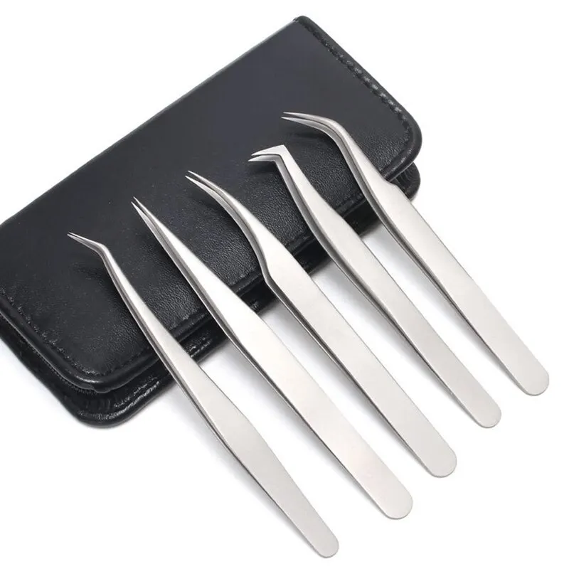 

5Pcs Precision Tweezers Set Anti-Static Stainless Steel tweezers Kit for Craft Jewelry Eyebrow Eyelash Extension