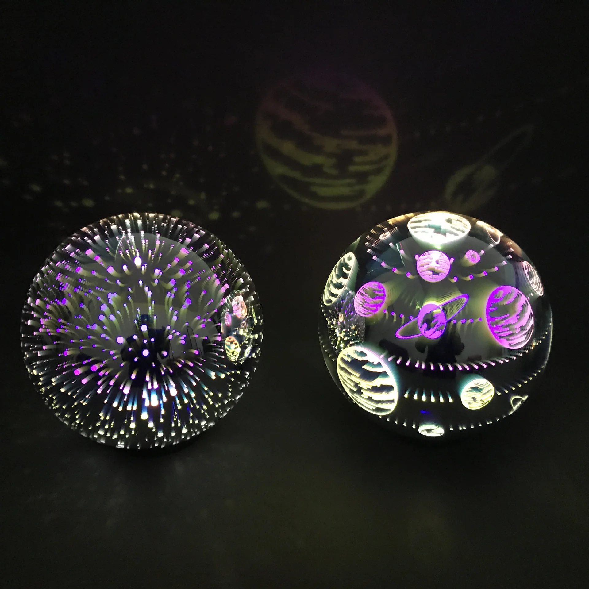 Modern Silver Moon Star Table Decoration Lamp Bedroom Living Room Glass Cover Magic Crystal Battery Ball Lamp