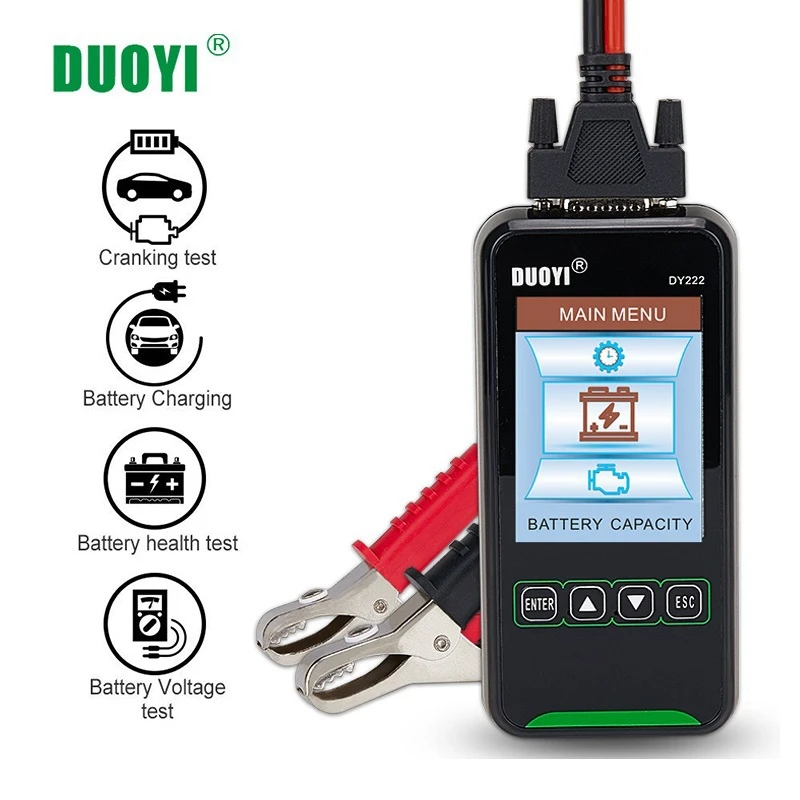 DUOYI DY222 Car Battery Tester 12V 24V Digital Automotive Analyzer 2000CCA Cranking Charging Tool | Автомобили и мотоциклы