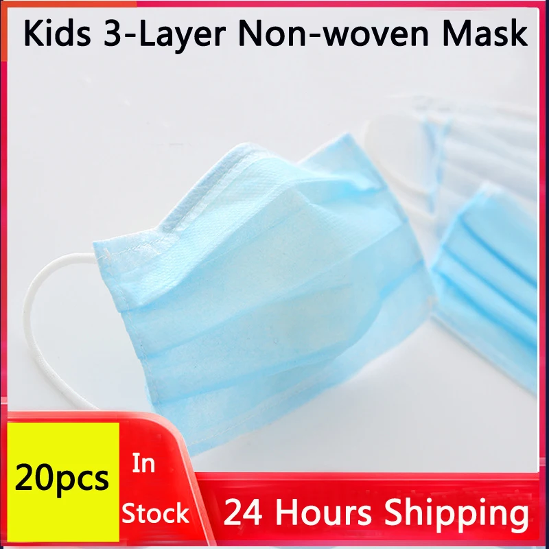

20pcs/Lots Childern Protective-Face-Mouth-Mask 3 Layer Disposable Face Mask Anti Dust And Prevent Droplers For Kids