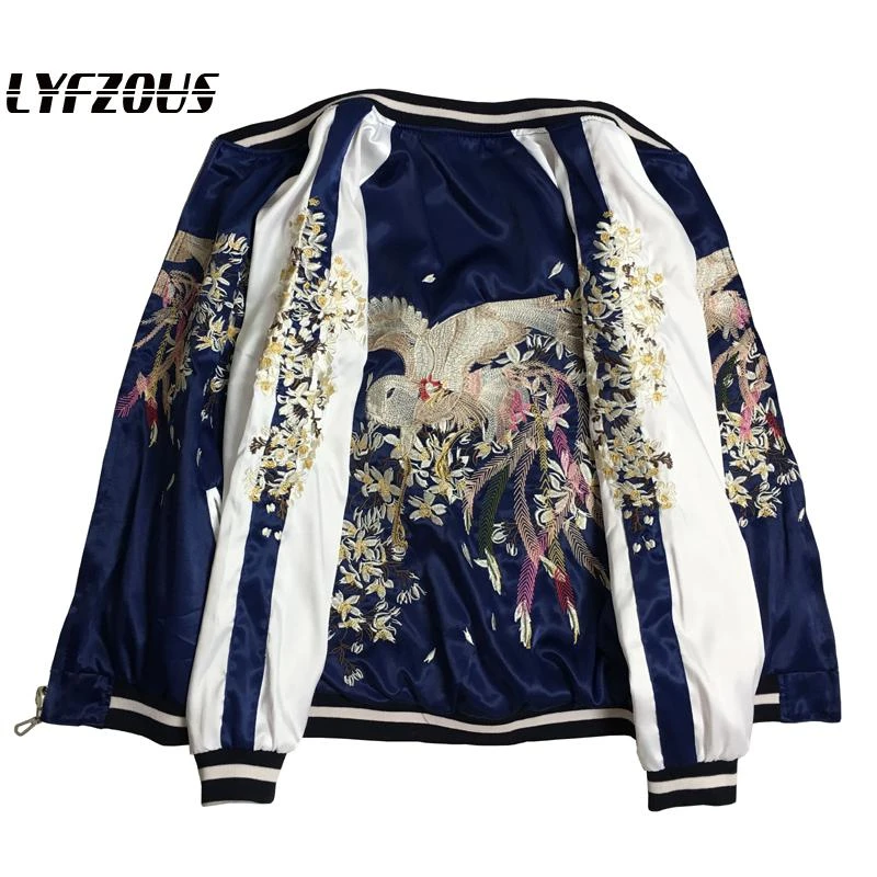 Lyfzous Veste Brodee Phenix Pour Femme Veste De Pilote Harajuku Manteau De Base Vetements D Exterieur Hauts Aliexpress