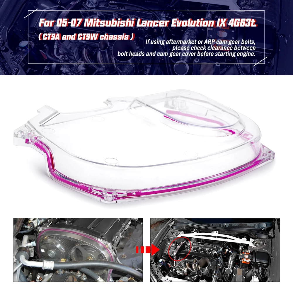 VR-Clear Cam Gear Timing Belt Cover Pulley For Mitsubishi Lancer Evolution EVO 9 IX Mivec 4G63 VR6334