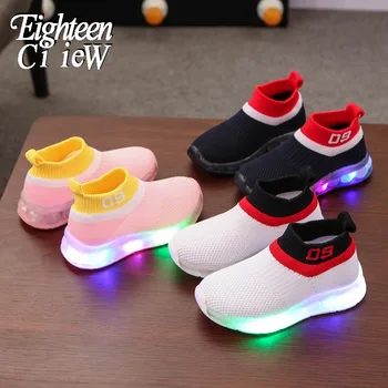 

New Glowing Kids Sneakers Basket Led Children Lighting Shoes Boys Fashion Illuminated Sneakers Baby Luminous Sneaker Size 21-30