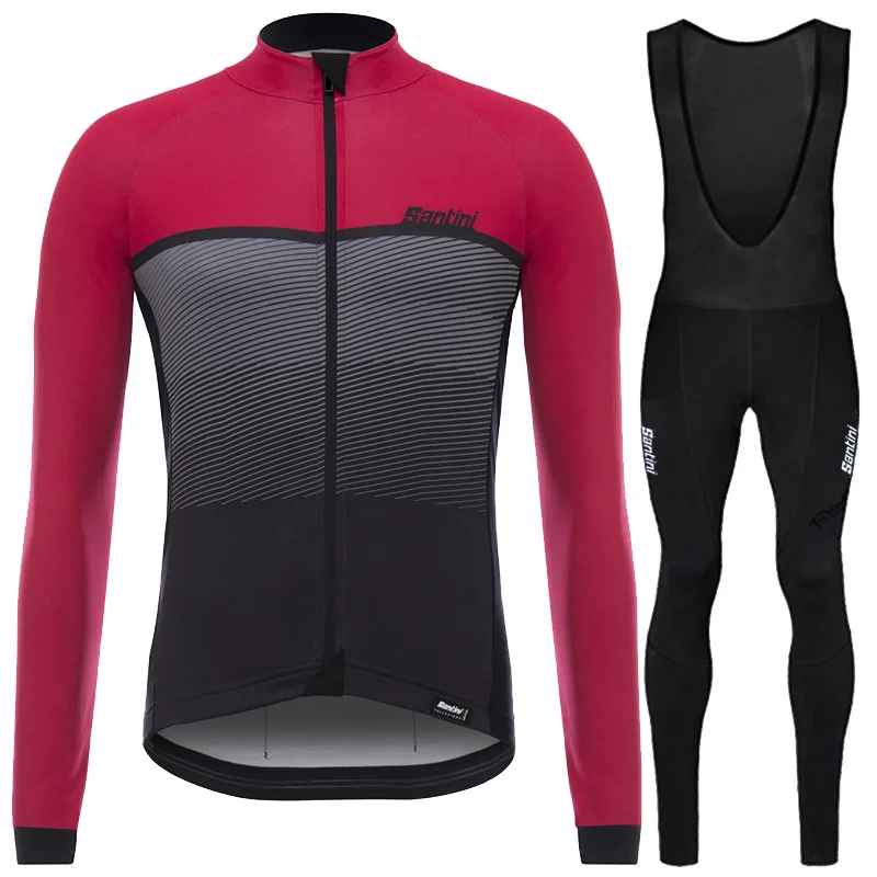 SET 04 Ropa ciclismo hombre invierno зима RUNCHITA Велоспорт Джерси с длинным рукавом комплект теплого флиса сохраняет тепло дышащий ciclismo - Цвет: SET 04