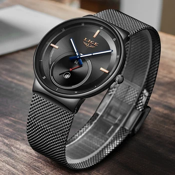 

LIGE Mens Watches 2019 New Fashion Black Quartz Watch Men Military Sport Date Watch Waterproof Male Clock Relogio Masculino+Box