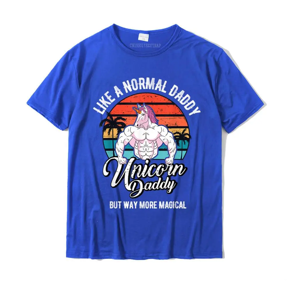 Slim Fit Personalized Family Tshirts O-Neck Cotton Fabric Boy T Shirt Short Sleeve Summer/Autumn Family T-shirts Unicorn Daddy Retro Vintage Unicorns Gym Workout Dad Gift T-Shirt__MZ22975 blue