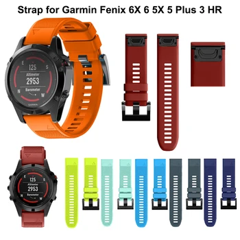 

26 22MM Watchband Strap for Garmin Fenix 6X pro 6 5 5X 5X plus 3 3 HR Watch Colorful Quick Release Silicone Easyfit Wrist Band