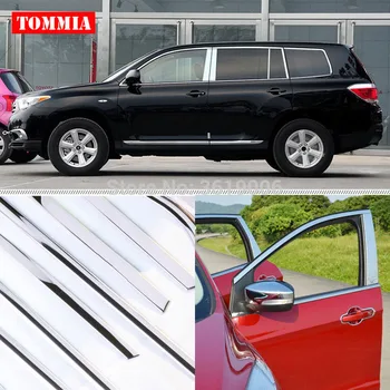 

TOMMIA Full Window Middle Pillar Molding Sill Trim Chromium Styling Strips Stainless Steel For Toyota Highlander Kluger 2012-14