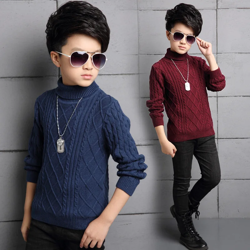 

Christmas Sweater Kids Winter Warm Clothes 2019 Casual Turtleneck Knitted Sweaters for Boys Clothing Boys Cardigan Clothes