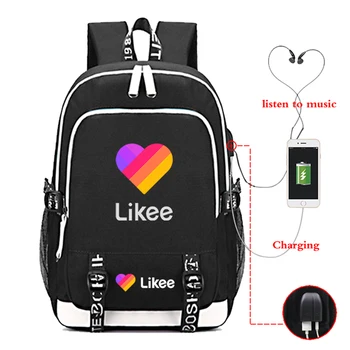 

Women's LIKEE Backpack Teenage Likee Live Backpack Laptop USB Charging Backpack Korean Travel Backpack