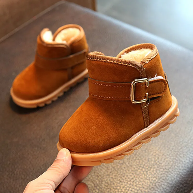 Enfant en bas âge bébé bottes pour garçon fille enfants chaussures fond souple antidérapant épais chaud infantile Botas couleur Pure décontracté Bota hiver neige bottes