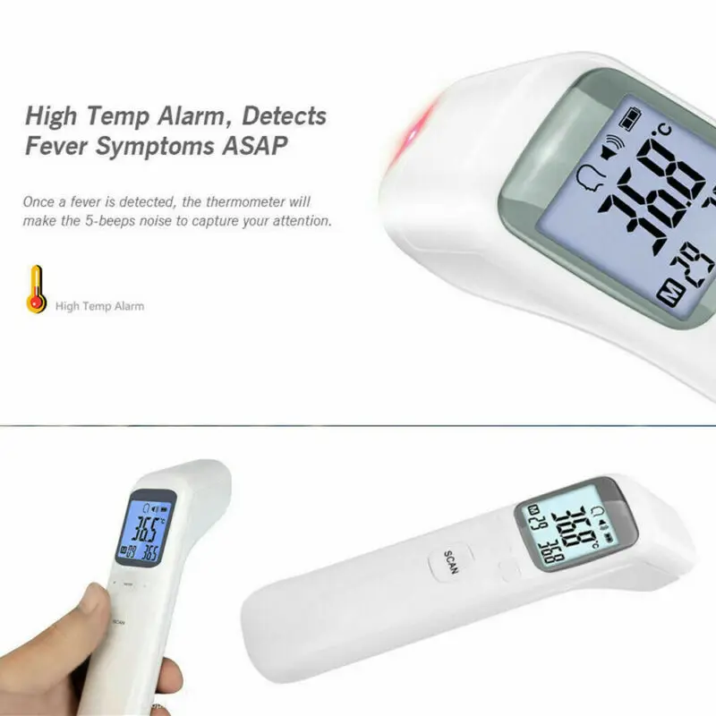 

PUDCOCO Baby Thermometer Infrared Digital LCD Body Measurement Forehead Ear Non-Contact Adult Body Fever Batteryless