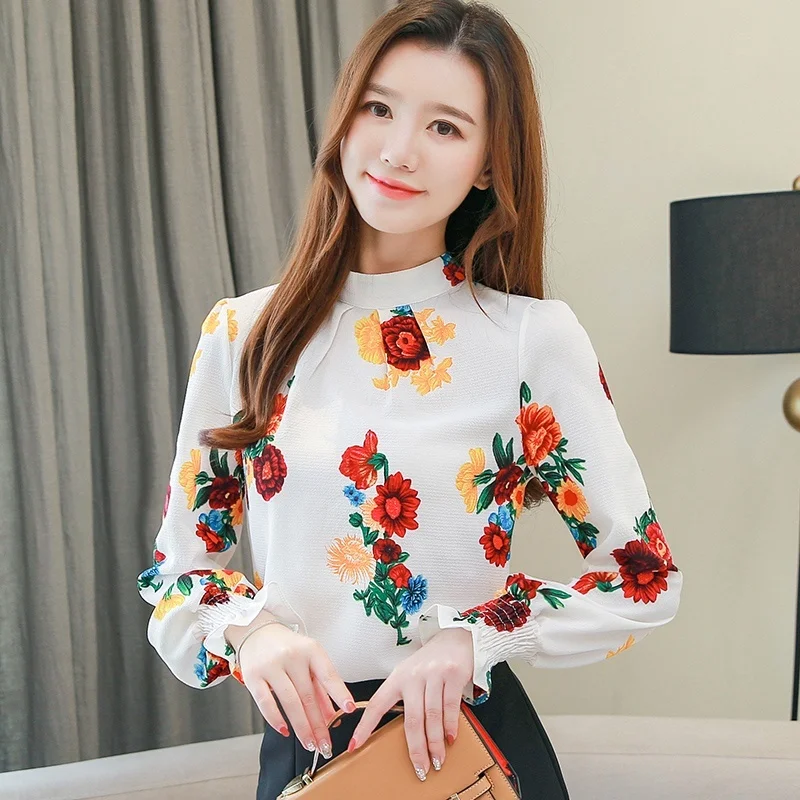 

Womens Tops and Blouses Autumn Fashion Women Shirts Print Shirt Ladies Office Shirt Plus Size Women Clothing