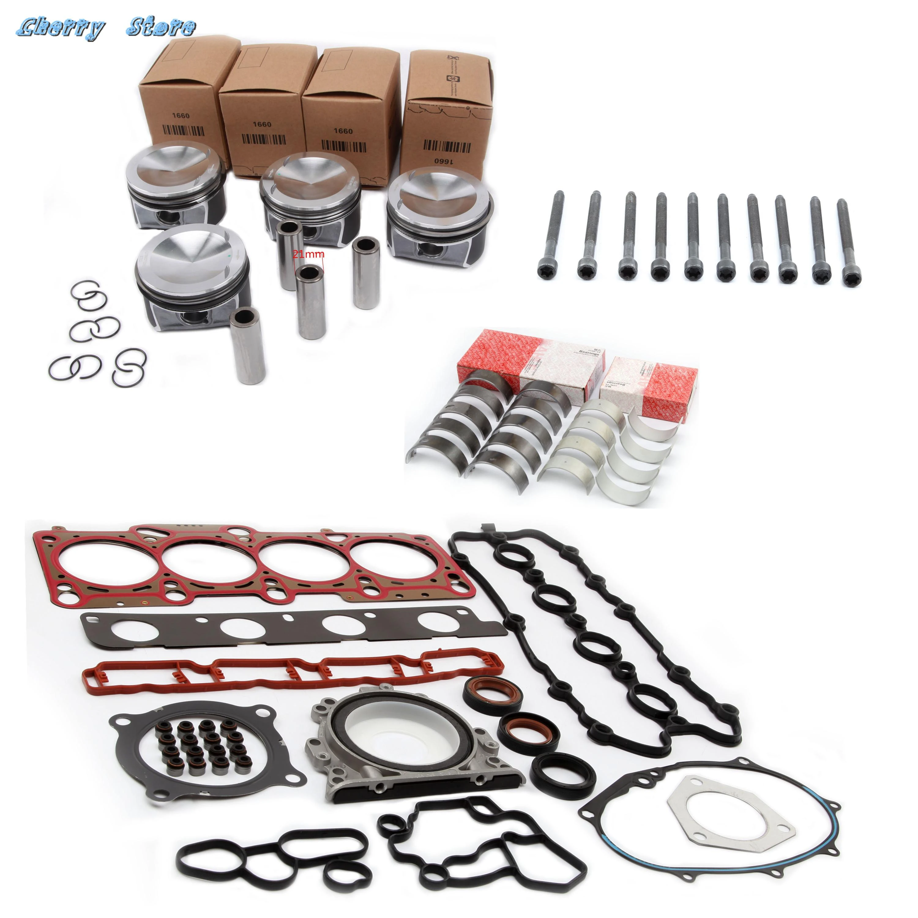 Pistons & Rings Φ82.51mm Φ22mm Engine Overhaul Rebuilding Set For Audi