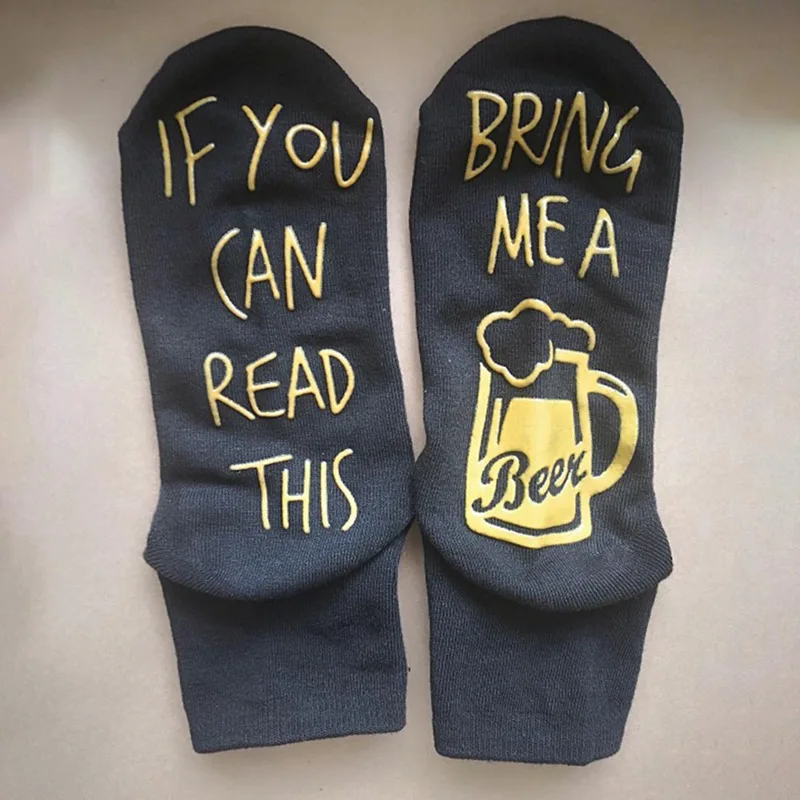 Fun Для женщин мужские носки с надписью If You Can Read This Bring Me The A пивными надписями