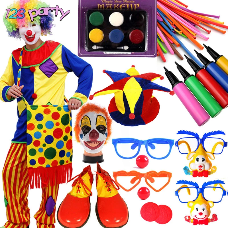 

clown decoration props shoe wig mask Halloween decoration funny props birthday party supplies Halloween balloons sock oil paint