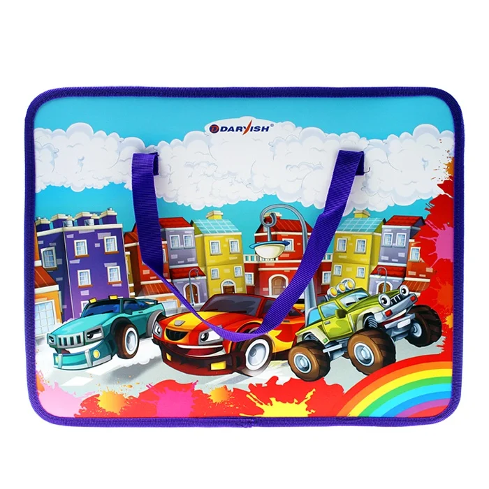 Folder for children with handles A4 Plast. With a pattern zipper funny races | Канцтовары для офиса и дома