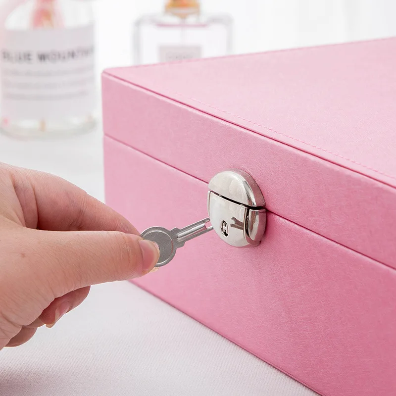  Newly Jewelry Storage Box Creative Leather Portable Multi-layer Makeup Storage Box PU Watch Box Nec