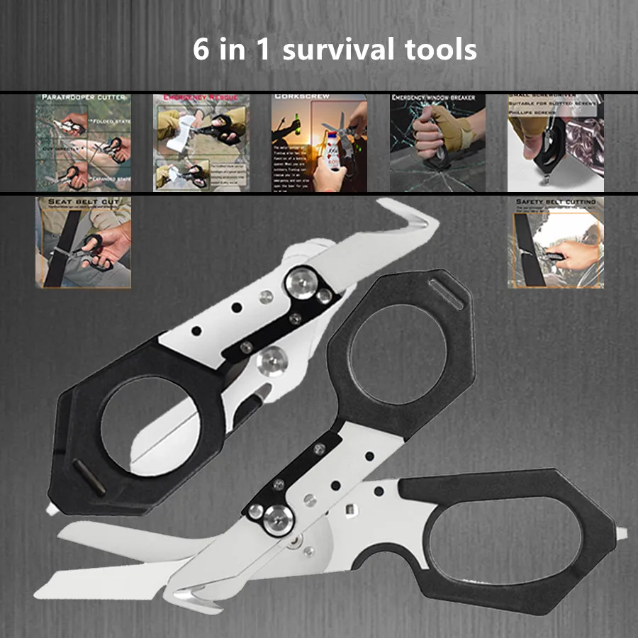 

Raptor scissors multifunctional folding scissors 6 in 1 survival tools camping equipment rescue scissors trauma scissors