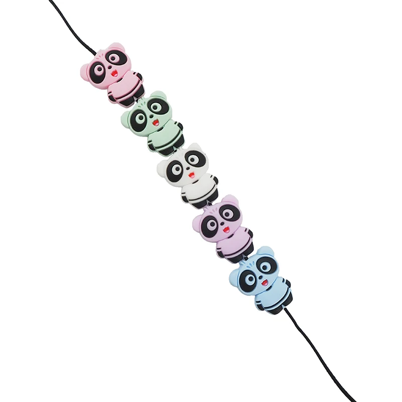 Chenkai 50PCS Mini Panda Shaped Silicone Lovely Beads BPA Free For DIY Baby Making Sensory Jewelry Necklace Chain Food Grad