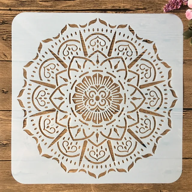 9Pcs/Pack 15*15cm Mandala Round Geometry DIY Layering Stencils Painting Scrapbook Coloring Embossing Album Decorative Template 1Pcs No 6