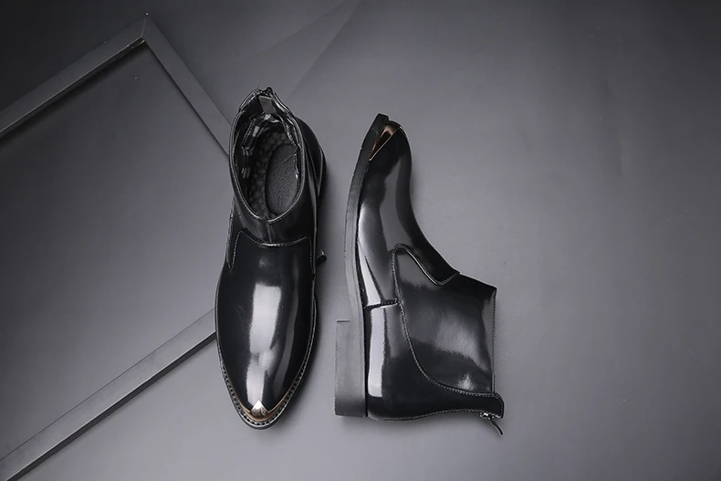 ROXDIA/Брендовые мужские ботинки из искусственной кожи размера плюс 39-48 Осенняя модная Рабочая обувь мужские ботильоны на шнуровке острый носок RXM146